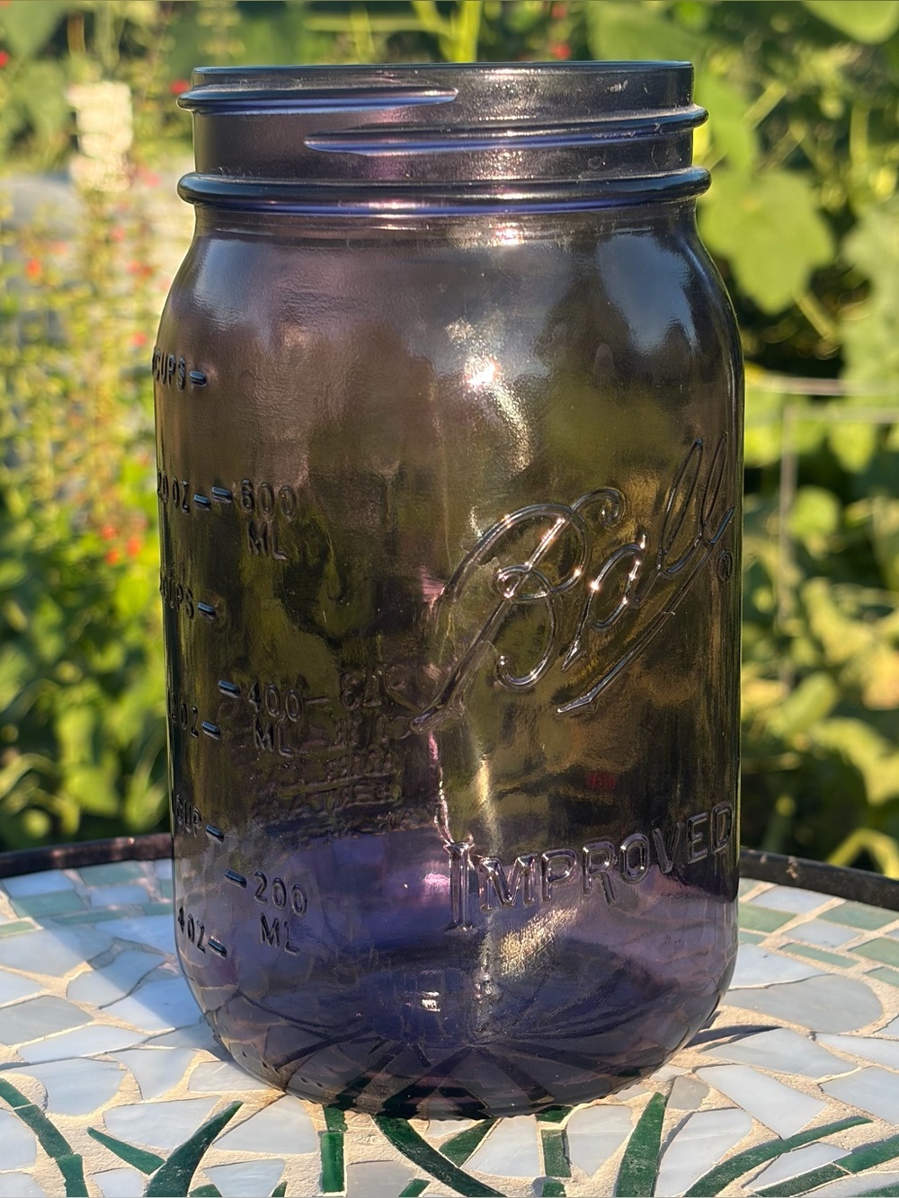 Purple Glass Ball Improved Quart Mason Jar 100 Years American Heritage USA Wide